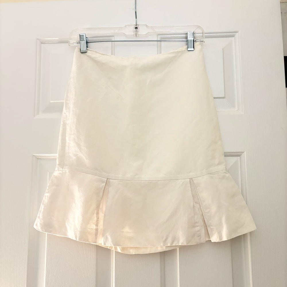 LOFT Ivory Flared Mini Skirt